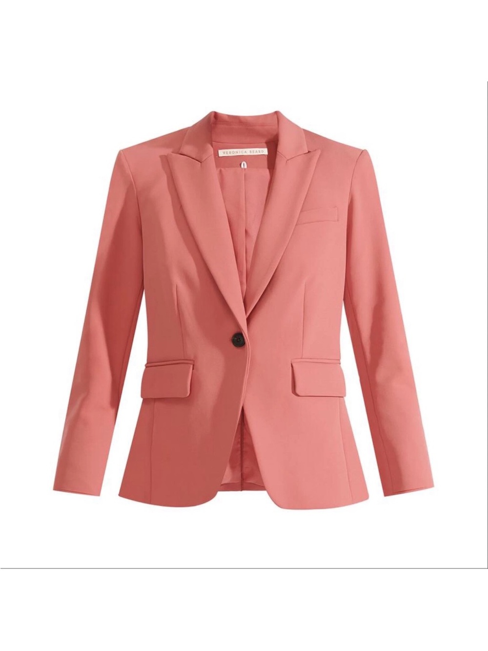 Veronica Beard Coral-Peach Single-Button Tailored Blazer
